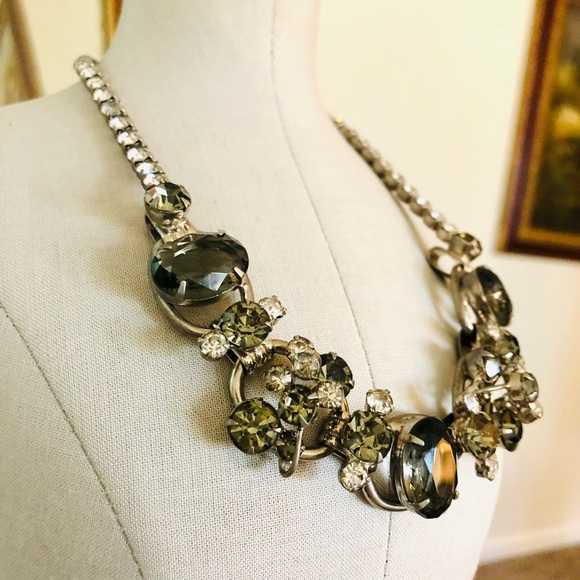 Vintage Juliana Grey Rhinestone 5 Link Necklace - Picture 3 of 16